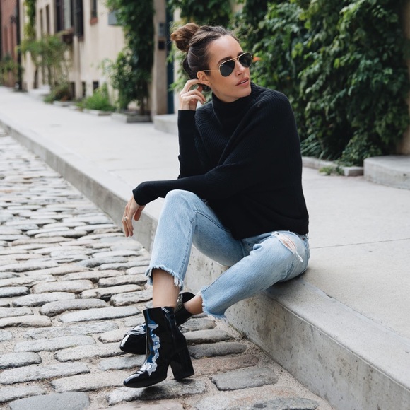 The Kooples Shoes - The Kooples Black Patent Leather Block Heel Ankle Boots